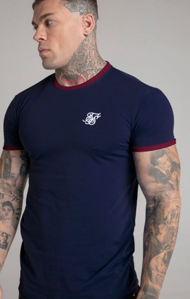 T-Shirts Navy Short Sleeve Ringer T-Shirt Sik Silk Men