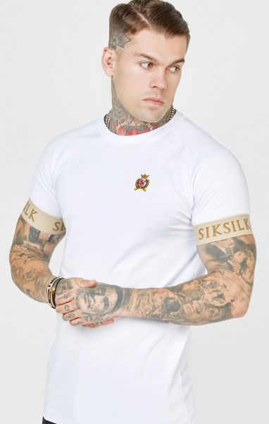 T-Shirts Sik Silk White Crest Elasticated Cuff T-Shirt Men