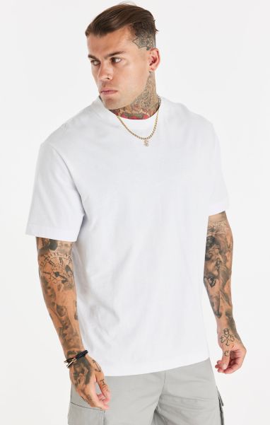 T-Shirts Sik Silk Men White Relaxed Printed Chain T-Shirt