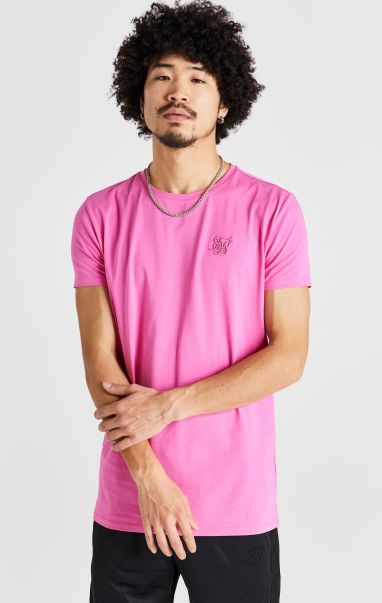T-Shirts Sik Silk Men Pink Short Sleeve Muscle Fit T-Shirt