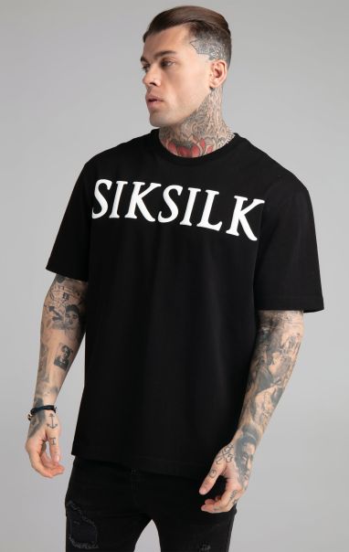 T-Shirts Sik Silk Black Relaxed Fit T-Shirt Men
