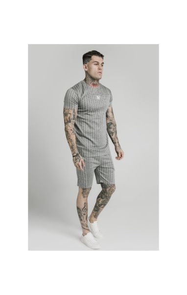 T-Shirts Siksilk S/S Smart Gym Tee – Grey Pin Stripe Sik Silk Men