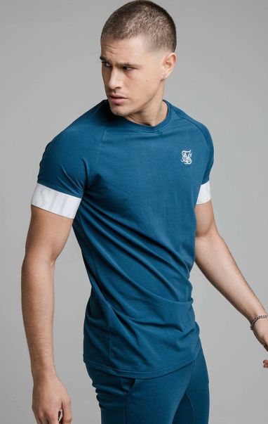 Men Navy Dynamic Elastic Cuff T-Shirt Sik Silk T-Shirts