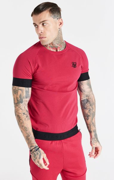 T-Shirts Men Sik Silk Pink Elastic Cuff T-Shirt
