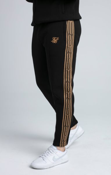 Black, Gold Knitted Tape Track Pant Sik Silk Men Trousers