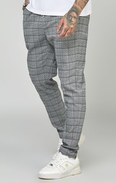 Men Grey Tapered Fit Smart Woven Joggers Trousers Sik Silk