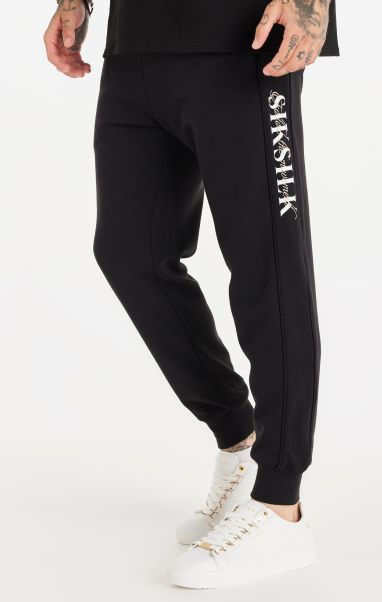 Trousers Black Script Logo Panelled Trousers Sik Silk Men