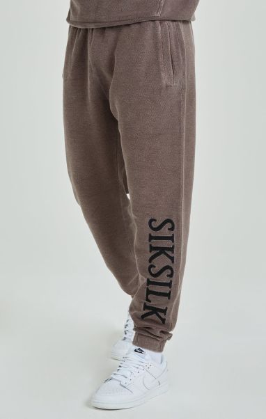 Men Sik Silk Brown Heavyweight Loopback Relaxed Joggers Joggers