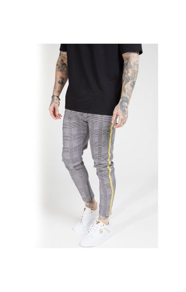 Men Joggers Siksilk Fitted Smart Tape Jogger Pant - Dogtooth Check Sik Silk