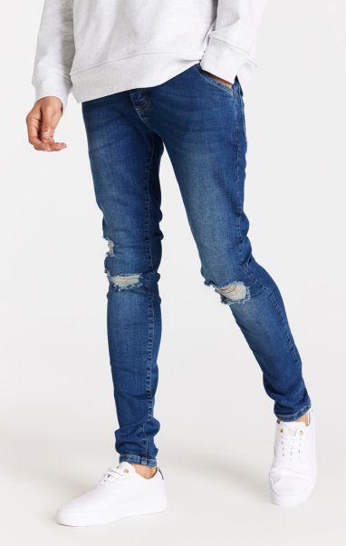 Sik Silk Blue Distressed Slim Fit Jean Jeans Men