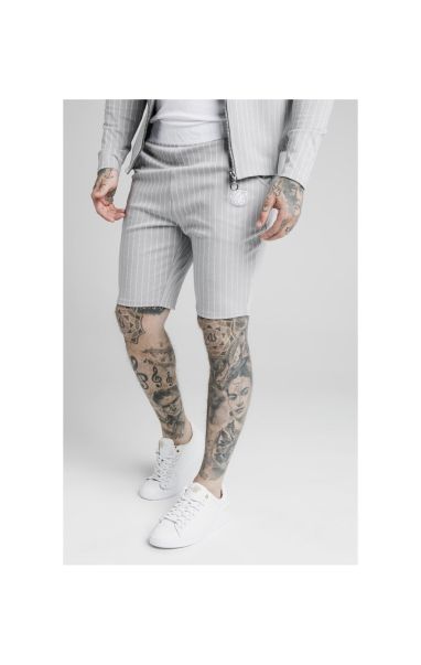 Siksilk Dual Stripe Poly Shorts - Grey & White Shorts Sik Silk Men