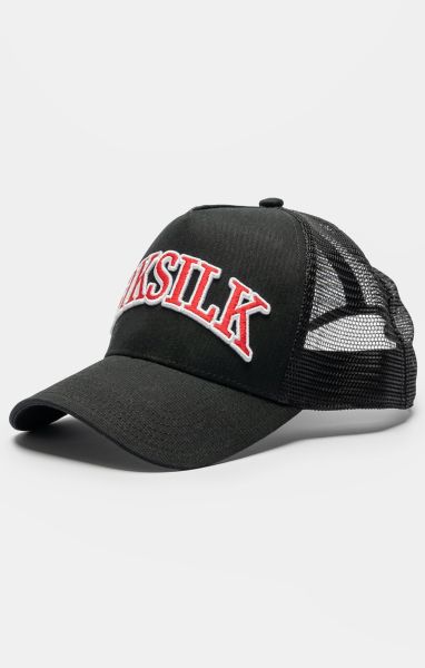 Men Black Mesh Shadow Logo Trucker Cap Headwear Sik Silk