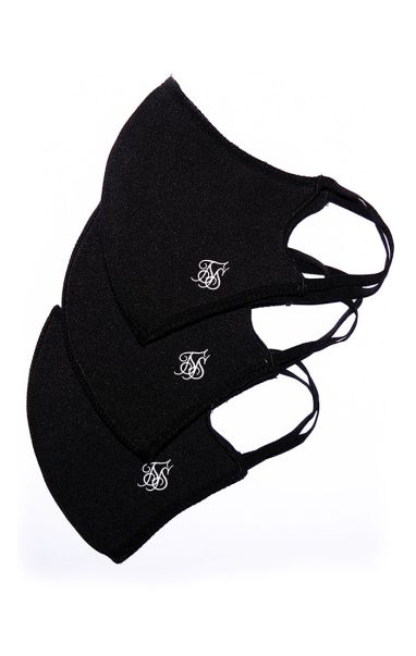 Headwear Sik Silk Black Pack Of 3 Face Covering Men