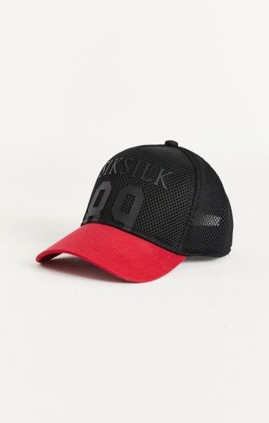 Men Headwear Sik Silk Siksilk Full Mesh 89 Cap - Black & Red