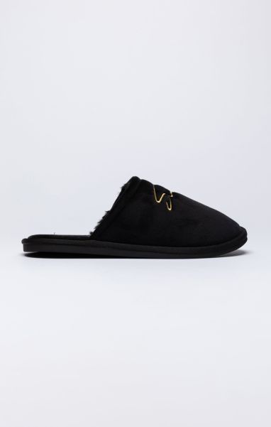 Sik Silk Black Slipper With Embroidered Logo Men Trainers