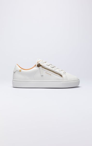 Men Trainers White Classic Trainer With Functional Zip Sik Silk