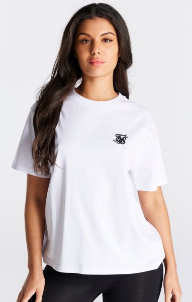 Women Sik Silk White Essential Boyfriend T-Shirt T-Shirts