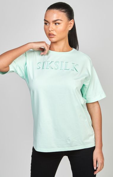 T-Shirts Mint Embroidered Boyfriend T-Shirt Women Sik Silk
