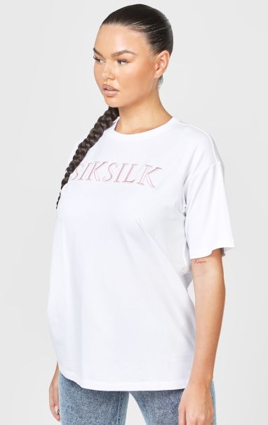 Women White Embroidered Boyfriend T-Shirt T-Shirts Sik Silk
