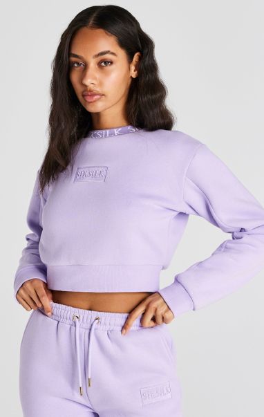 Lilac Crop Sweatshirt Hoodies Women Sik Silk