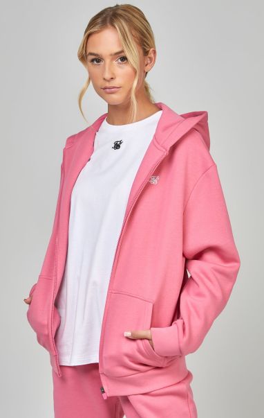 Sik Silk Women Pink Essential Zip Thru Hoodies
