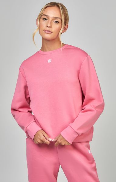 Women Pink Essential Sweatshirt Hoodies Sik Silk