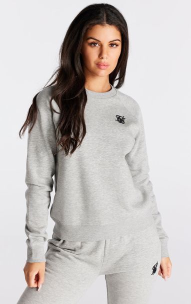 Grey Marl Essential Crew Sweatshirt Hoodies Women Sik Silk
