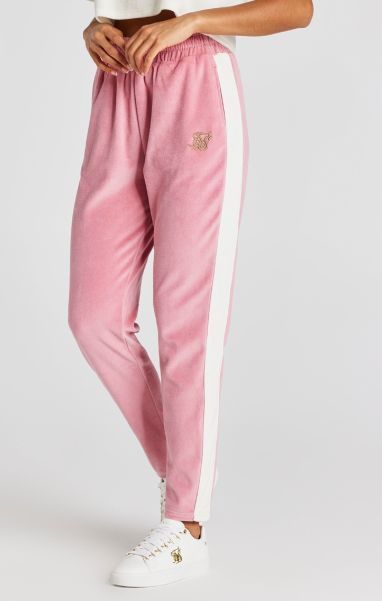 Pink Velour Track Pant Women Joggers Sik Silk