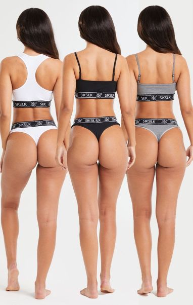 Black, White And Grey Pack Of 3 Thong Women Sik Silk Underwear