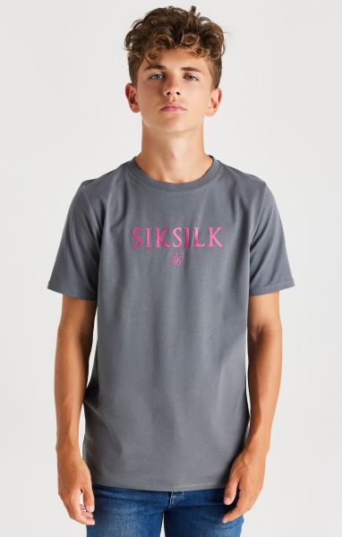 Sik Silk Juniors Boys Grey Branded T-Shirt T-Shirts