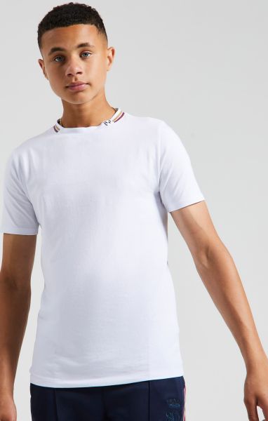 Juniors Sik Silk Boys Messi X Siksilk White Collar Detail T-Shirt T-Shirts