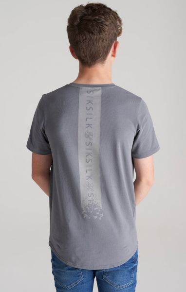 Juniors T-Shirts Sik Silk Boys Grey Back Print Scoop Hem T-Shirt