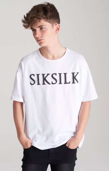 Sik Silk Juniors T-Shirts Boys White Oversized T-Shirt