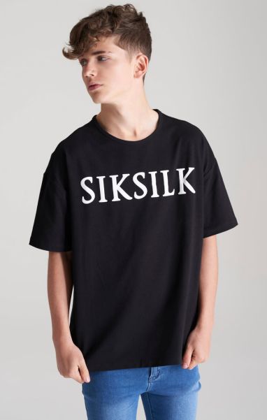 Juniors Sik Silk T-Shirts Boys Black Oversized T-Shirt