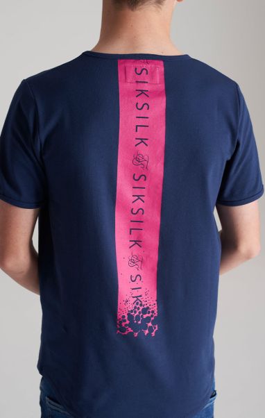 Juniors Sik Silk T-Shirts Boys Navy Back Print Scoop Hem T-Shirt