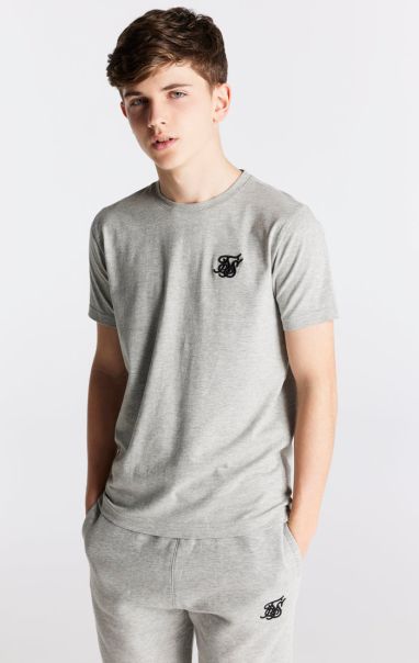Sik Silk Boys Grey Marl Essentials Short Sleeve T-Shirt T-Shirts Juniors