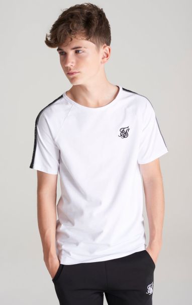 Juniors Sik Silk T-Shirts Boys White Taped Raglan T-Shirt