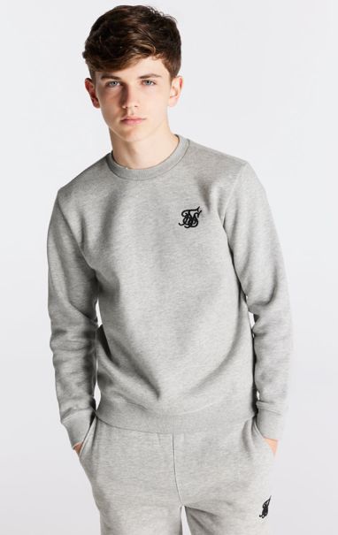 Juniors Hoodies Boys Grey Marl Essentials Sweatshirt Sik Silk