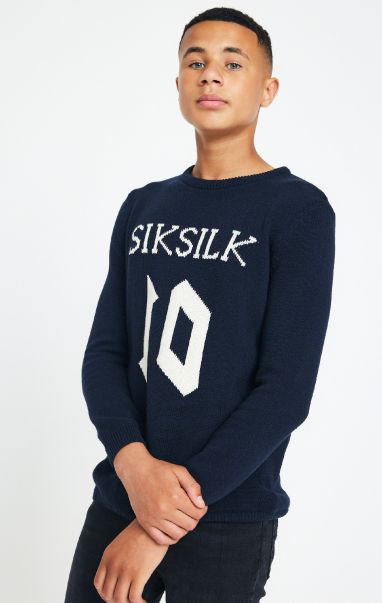 Sik Silk Hoodies Boys Messi X Siksilk Navy Knitted Jumper Juniors