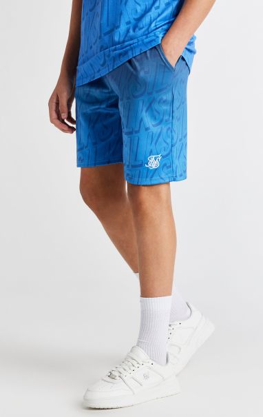 Juniors Boys Blue Branded Fade Regular Fit Short Sik Silk Shorts