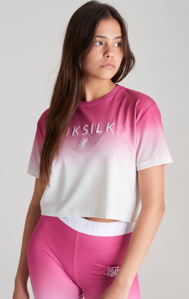 Girls Pink Fade Cropped T-Shirt Sik Silk Juniors T-Shirts