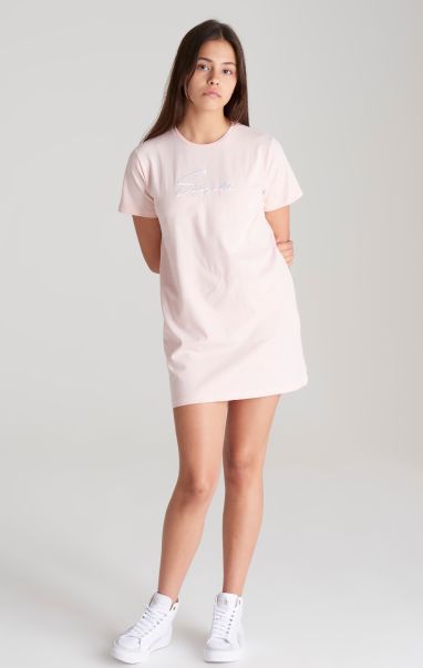 Girls Pink Signature T-Shirt Dress Sik Silk Dresses Juniors