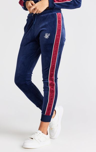 Juniors Girls Navy Velour Track Pant Trousers Sik Silk